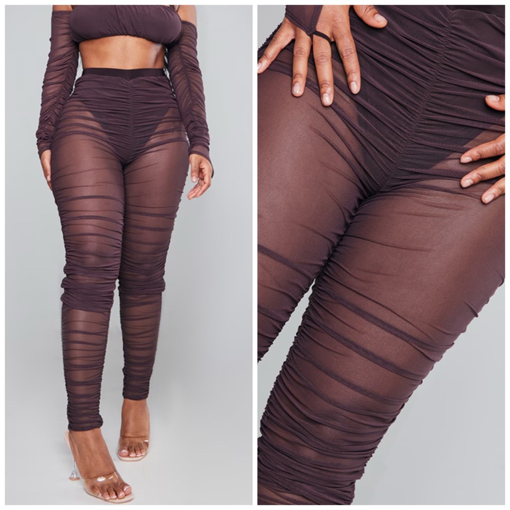 PrettyLittleThing Shape Mesh Ruched High Waisted Leggings